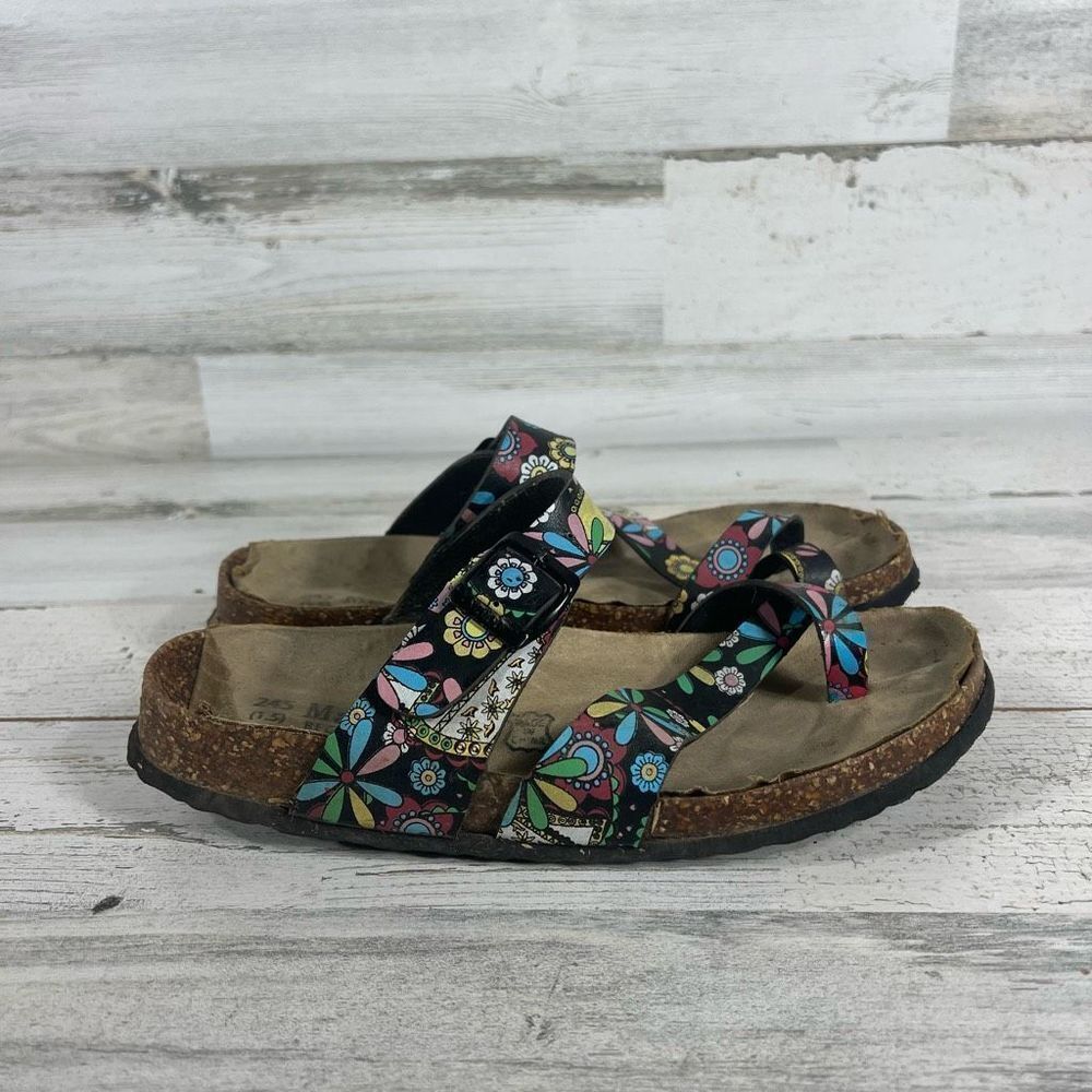 Maibulun Womens Double Strap Floral‎ Cork Bed Comfort Sandals Slides Size EU 39